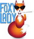 Foxy lady illustration - fox with pearls and cigarette holder Royalty Free Stock Photo